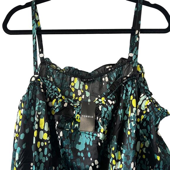 Torrid Women's Plus Size Teal Dot Print Square Neck Crop Cami - Size 6 - NWT - Picture 7 of 9